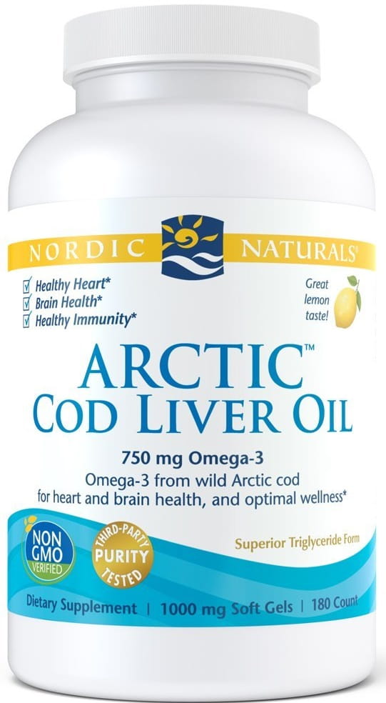 Arctic Cod Liver Oil, 750mg Lemon - 180 softgels Nordic Naturals