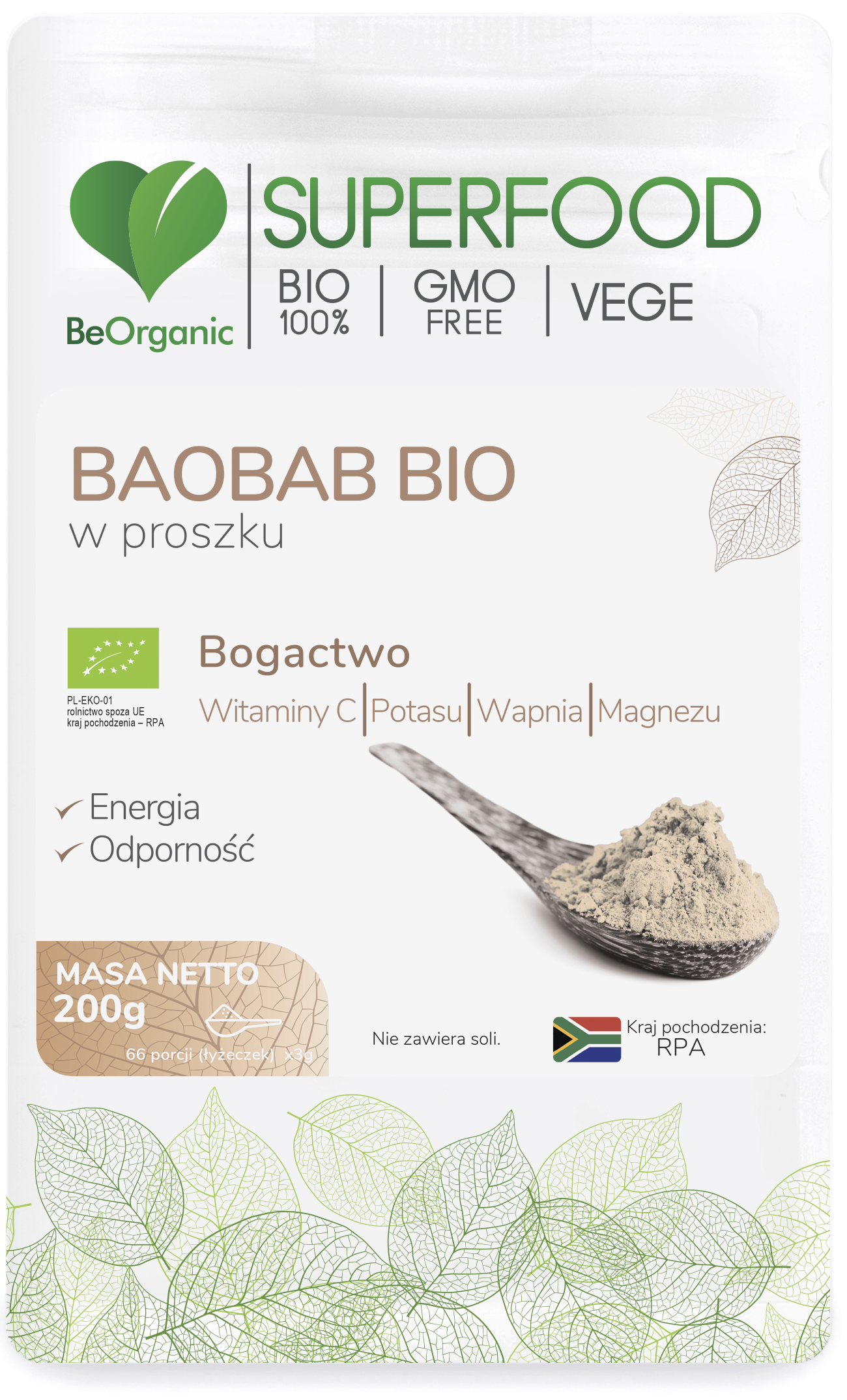Baobab BIO w proszku 200g BeOrganic