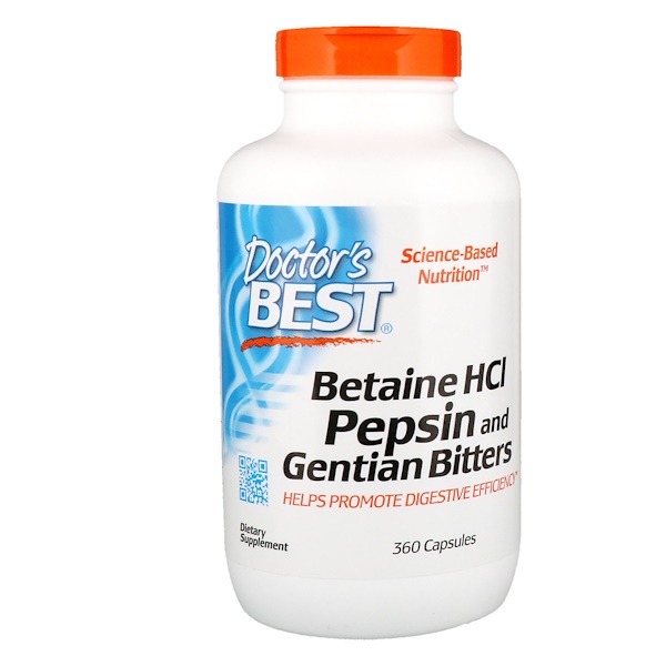 Betaine HCl Pepsin & Gentian Bitters - 360 caps DrBest