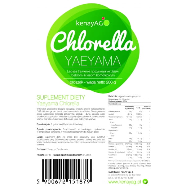 Chlorella Yaeyama w proszku (200 g) KENAY