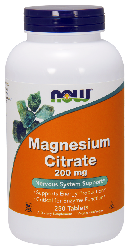 Cytrynian magnezu 200mg - 250 tabletek Nowfoods