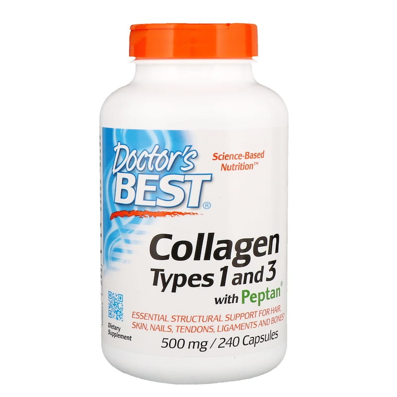 Kolagen, Typ 1 i 3 z Peptan, 500 mg, 240k Doctor\'s Best,