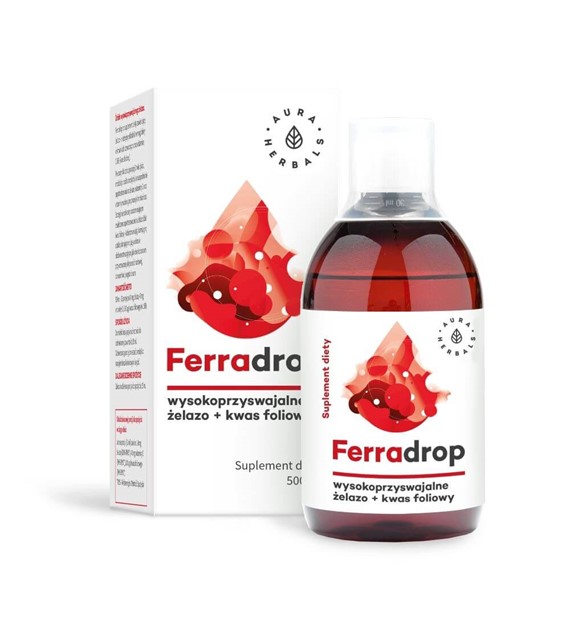 Ferradrop - żelazo + kwas foliowy - płyn (500ml)  Auraherbals