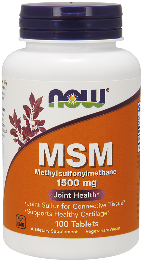 MSM 1500mg - Suplement na Zdrowie Stawów i Elastyczność Skóry - 100 Tabletek od NOW Foods