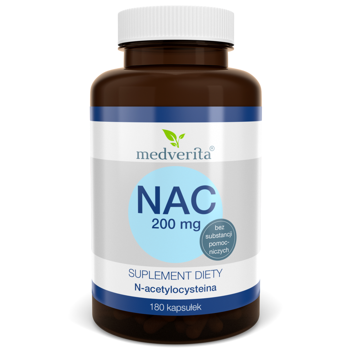 NAC 200 mg N-acetylocysteina - 180 kapsułek Medverita