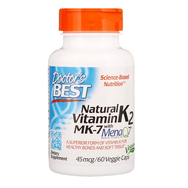 Natural Vitamin K2 MK7 with MenaQ7 - 45mcg - 180 vcaps DrBest