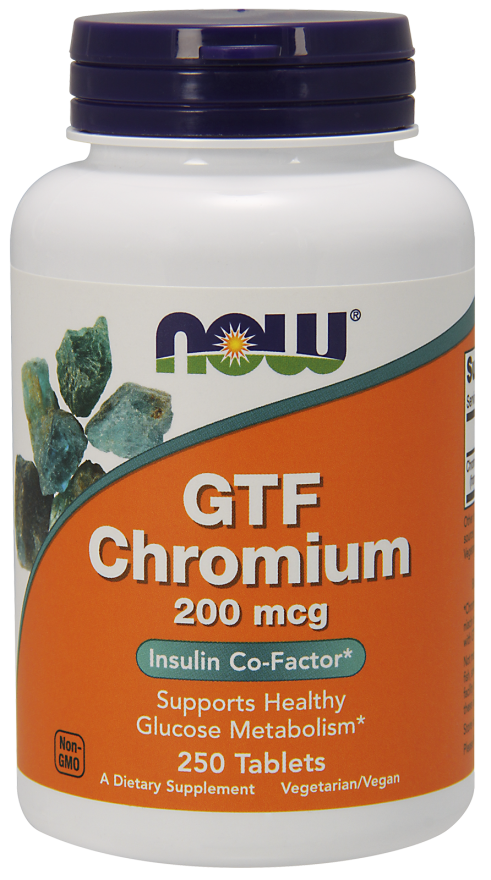 GTF Chrom 200 mcg Bez drożdży - 250 tabletek Nowfoods