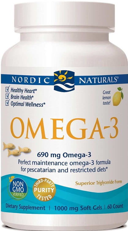 Omega-3, 690mg Lemon (Fish Gelatin) - 60 fish gels Nordic Naturals