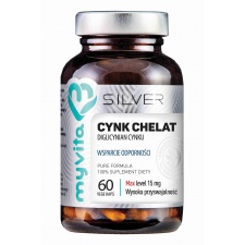 SILVER PURE 100% Cynk chelat (diglic.) - 60 kaps Myvita